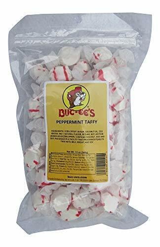 Buc-ee's Taffy Candy – Chewy, Fruity & Salt Water Taffy Individually Wrapped Candy – Big Bag of Candy Mix for Piñatas, Easter Basket Stuffers & Kids' Treats (Peppermint, 12 oz)