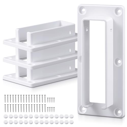 Innconee 4 Pack 1.5 x 5.5 Vinyl Fence Rail External Vinyl Fence Rail Bracket Kit with Screws