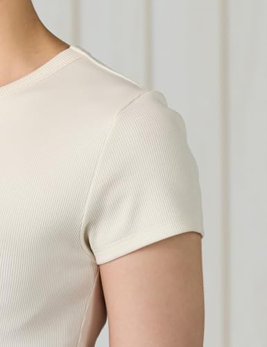 Image of Amazon Brand - Symbol Women's Slim Fit Cropped Rib T-Shirt (Round Neck | Half Sleeve | Pack of 2) (Available in Plus Size)