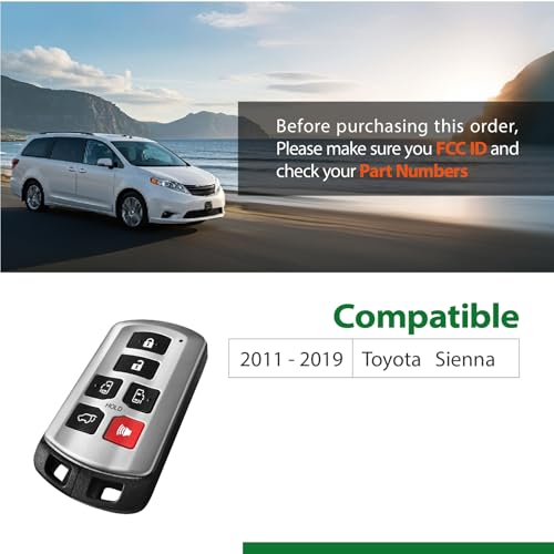 Keylessbest Replacement for 2011 2012 2013 2014 2015 2016 2017 2018 2019 Smart Proximity Toyota Sienna GNE 271451-5691 Board Key Fob HYQ14ADR 314.3MHz 6 Buttons by Keylessbest - Image 5