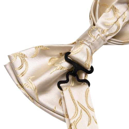 Image of Dubulle Mens Paisley Striped Bowtie Set Pre-tied Bowtie for Men and Pocket Square Set Wedding Business