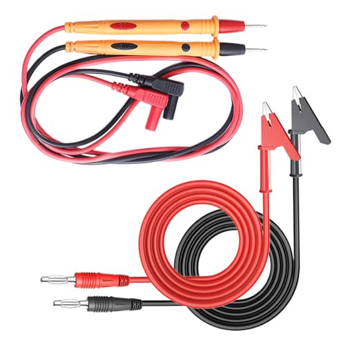 Image of Multimeter Leads, Alligator Clips with Wires Insulated, 4 Pcs Yellow & Black Multimeter Probes & Black and Red Alligator Clips Electrical for Test Extension, Multimeter Accessories, Crafts