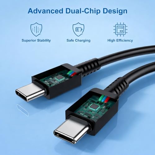 Image of Samsung 45W PD USB C to C,Fast Charging Cable 1M High Speed Data Transfer Compatible with Samsung Galaxy M35 /M15 /F15 /A15 /A14 /M14 /F14 /M34 /F34 /A34 /S21 Fe /S22 /S23 /S24 /S25 /FE /Plus /Ultra,Black