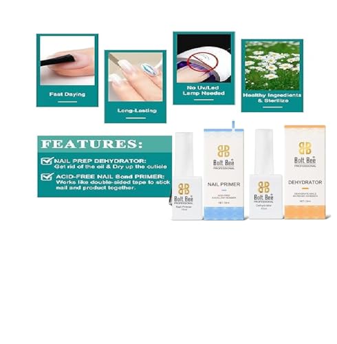 Image of BOLT BEE Nail Primer and Dehydrator air dry15ml Soak Off UV LED Gel Nail Polish set for Nail Art