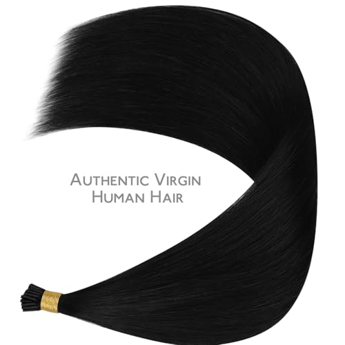 Image of WENNALIFE I Tip Hair Extensions Human Hair, 50g 50s 18 Inch Jet Black Remy Itip Human Hair Extensions Invisible Itips Straight I Tips Fusion Extensions Real Human Hair
