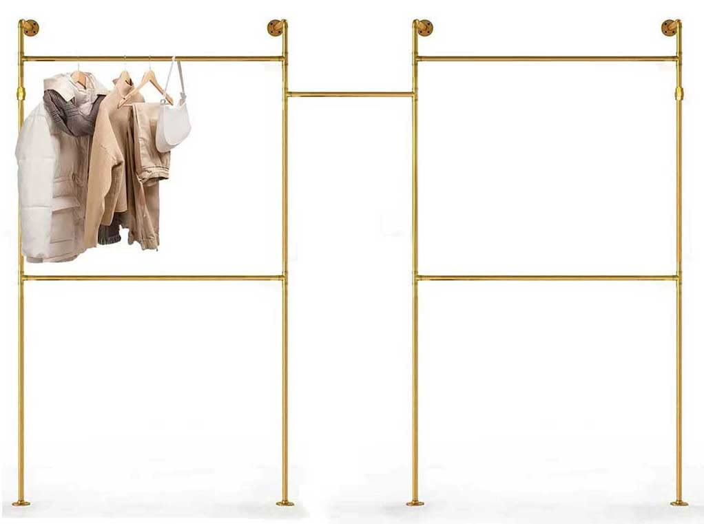 SERENITA Industrial Pipe Clothing Rack, Hanging Rod for Closet, Wall Mounted Multi Purpose (84" x 114", MariGold)