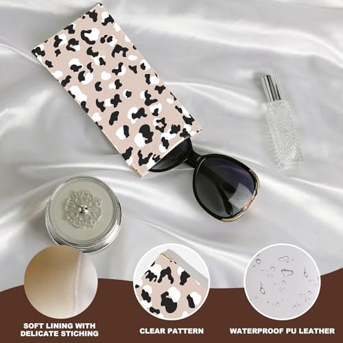 Image of Anikathy 2Pcs Sunglass Eyeglass Glasses Case Soft PU Leather with Cleaning Cloth Portable Glasses Pouch Bag for Men Women