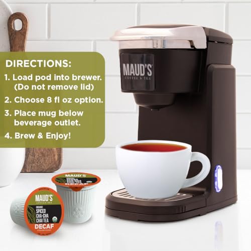 Image of Maud's Organic Decaf Chai Tea Pods, 24ct | Decaf Tea Pods - 100% Gourmet Blended Tea Leaves