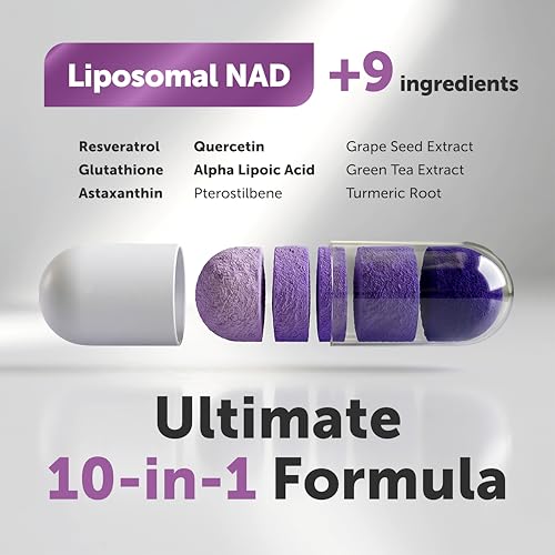 Image of Micro Ingredients Liposomal NAD+ Ultimate Complex 1,000mg | 60 Veggie Capsules | NMN Pathway Formula | 10-in-1 with Resveratrol, Glutathione, & Astaxanthin | NAD Supplement for Women & Men