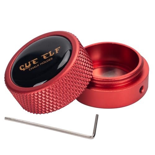 CUEELF Round Pool Chalk Holder Pool Cue Chalk Holder Pool Billiards Accessories Portable Mini Chalk Case Pool Table Accessory (Red)