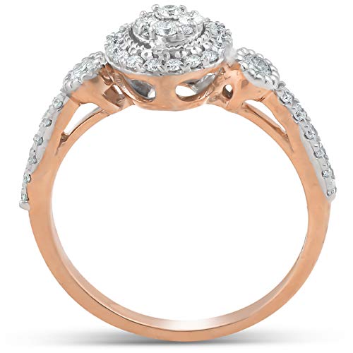 Pompeii 1/2 Ct Diamond Round Halo Vintage Engagement Ring 10k Rose Gold3