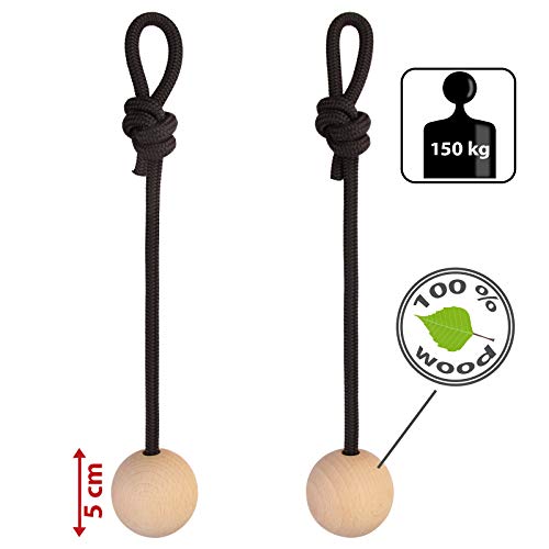 ALPIDEX Trainingskugeln Kugelgriff 2er Set - Durchmesser wahlweise 5 cm 7 cm 12 cm - Holzkugeln Klettertraining Fitnesstraining Buchenholz Natur, Durchmesser:7 cm