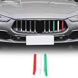 LLKUANG Front Grill Cover Trims Compatible with Maserati Ghibli Quattroporte 2022 2023 2024 2025 2026,3 Color Car Front Grill Decoration Strips Exterior Accessories