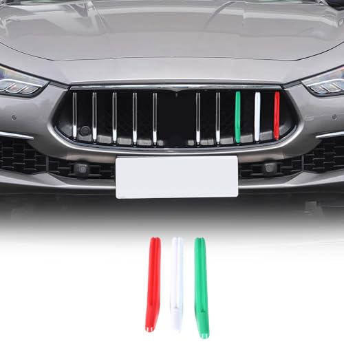 LLKUANG Front Grill Cover Trims Compatible with Maserati Ghibli Quattroporte 2022 2023 2024 2025 2026,3 Color Car Front Grill Decoration Strips Exterior Accessories