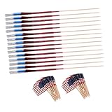 Hohopeti 200 Stück Cocktailspieße mit Us Flagge und Dreifarbigen Feuerwerksdesign und Lang Dekorative Obst und Food Flaggen für Party Bowle Cupcakes und Fingerfood
