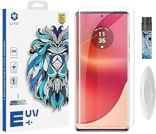 شاشة حماية سائلة بتقنية الأشعة فوق البنفسجية متوافقة مع موبايل موتو ايدج 50 الترا شديدة القوة ومقاومة الصدمات وتدعم تشغيل بصمات الأصابع تتطلب التركيب من قِبل متخصص) مقاومة للخدش وبدون تكون فقاعات