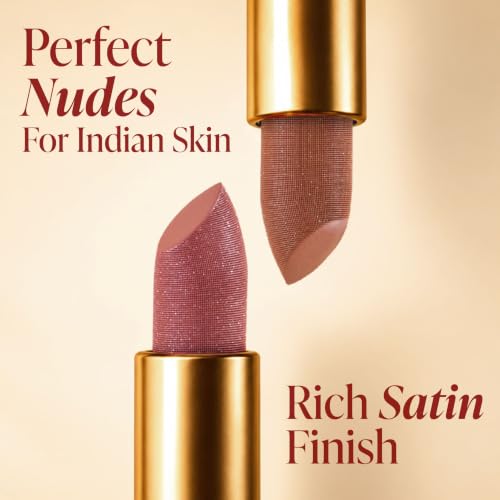 Image of LoveChild Masaba inchThe Batua inch Lipstick, Thak Gayi (Nude Pink) Rich Satin Finish Lipstick with Built-in Mirror, Hydrating, Nourishing Formula with Jojoba Oil, 4g