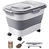 20-23 Lbs Dog Food Storage Container – Collapsible Dog Food Container with Attachable Casters and Scoop,Travel Silicone Bowl, Pet Food Storage Containers to Keep Dry Food Fresh,Easy to Move
