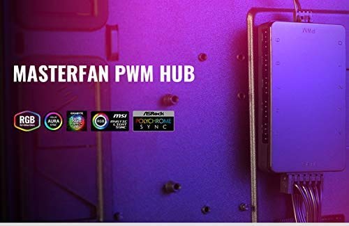 Miniatura 9 de MasterFan hub de 1 a 10 4 pines SATA PWM Fan Hub, adaptador de cable de ventilador de chasis, fuerte absorción de imán no es fácil de caer