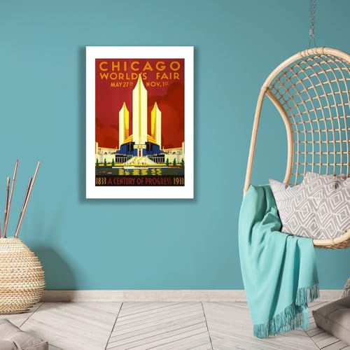 Poster Chicago Worlds Fair 1933 grand format evocation nostalgique du voyage retro - 6