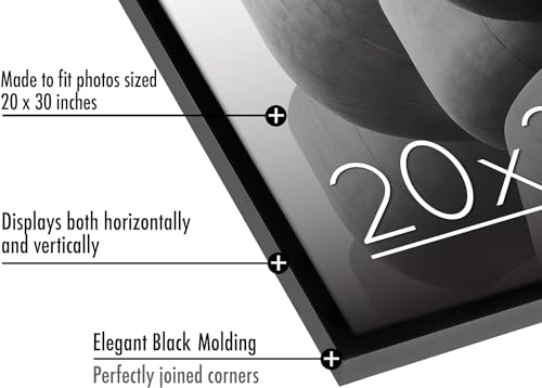 Image of Americanflat 20x30 Poster Frame with Polished Plexiglass - Streamline Collection - Thin Border Picture Frame for Wall Display - Hanging Hardware Included - Black