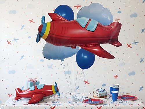 Image of GREATRIL Airplane Theme Foil Balloon Set for Kids Birthday Party Decoration Aviation Backdrop Stage and Photo Booth Styling (5 Pcs)