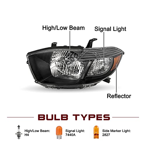 Image of JSBOYAT Headlight Assembly Fits for 2008 2009 2010 Toyota Highlander