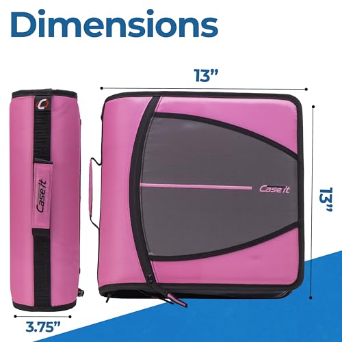 Classeur zippé de 7,6 cm avec trieur extensible rose clair