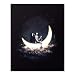 Outer Space Wall Art - Astronomy Artwork of Astronaut Rowing in Crescent Moon With A Universe of Stars 8 x 10 Inch Unframed Planet Decor