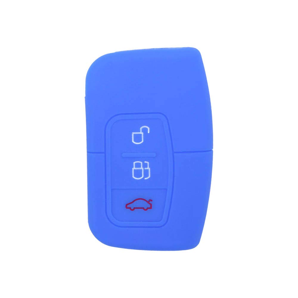 BROVACS Silicone Cover Protector Case Holder Skin Jacket Compatible with FORD 3 Button Smart Remote Key Fob CV9709 Deep Blue - Image 2