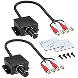 SATUY 2Pcs Universal Car RCA Level Controller Amplifier, Audio Level Bass Boost Volume Control Knob with 4 Screws and 2 Foam Tape for Car Motorcycle Speakers Home Theater