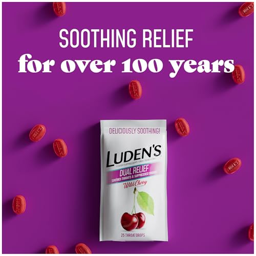 luden39s soothing throat drops dual relief wild cherry 25 ct pack of 12