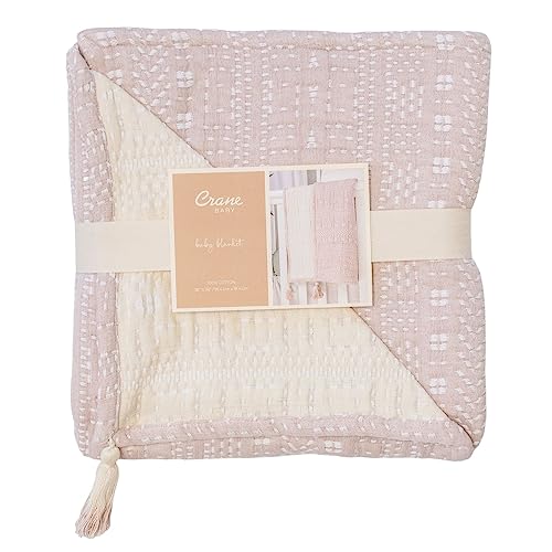 Image of Crane Baby Bohemian Dream Blanket, Soft Cotton Nursery and Stroller Blanket, 100% Cotton, 36 inch x 36 inch