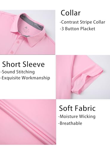 Men's Polo Shirts Short Sleeve Moisture Wicking Performance Golf Shirts Collared Lightweight Casual T-Shirt Athletic4