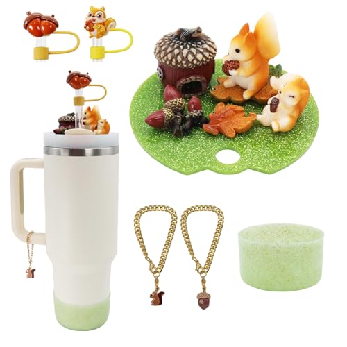 RENUIS Cute Cup Lid Topper Decoration Set for Stanley 40oz-Squirrel