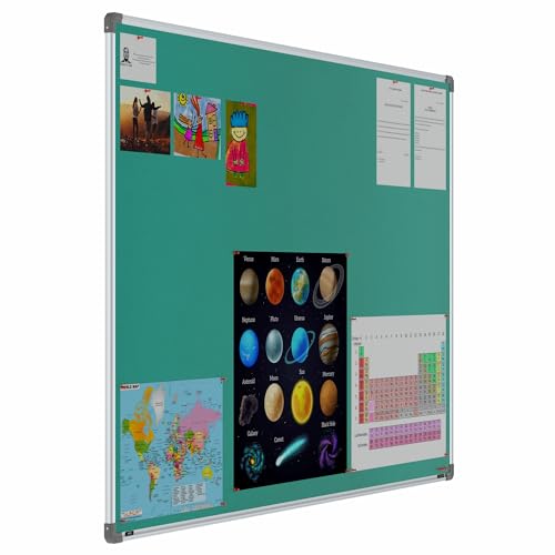 Image of Scholar Art Metis 4x6 Feet Fabric Pin Board for Office, Home & School | Vibrant & Versatile Crape Cloth + High Density Soft Board for Pinning Photos, Sticky Notes & Reminders (Emerald Green)