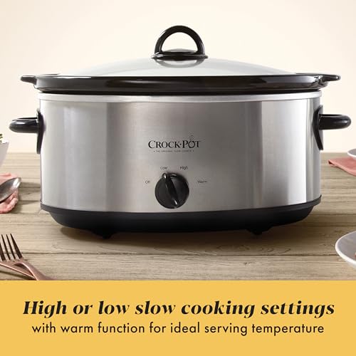 Crock-Pot 7 Quart Oval Manual Slow Cooker, Stainless Steel (SCV700-S-BR), Versatile Cookware for Large Families or Entertaining #2