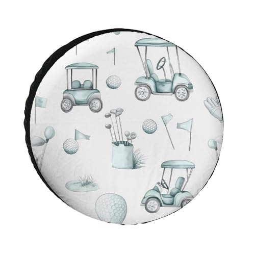 Watercolor Golf Pattern Spare Tire Cover Oxford Waterproof Wheel Protectors Universal Car Accessories 28inch
