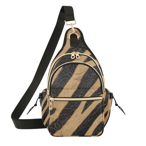 Sac de sport zèbres à bandoulière réglable texture peau marron noir