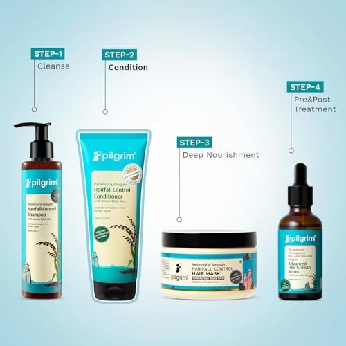 Image of Pilgrim Anti Hairfall Conditioner with Redensyl & Anagain 200ml (Pack of 2) | Hairfall control conditioner with Black Korean Rice | Paraben & Silicone-Free | Suitable for All Hair Types | For Women and Men | Redensyl & Anagain, Black Korean Rice, Paraben & Silicone-Free, Suitable for All Hair Types, For Women and Men