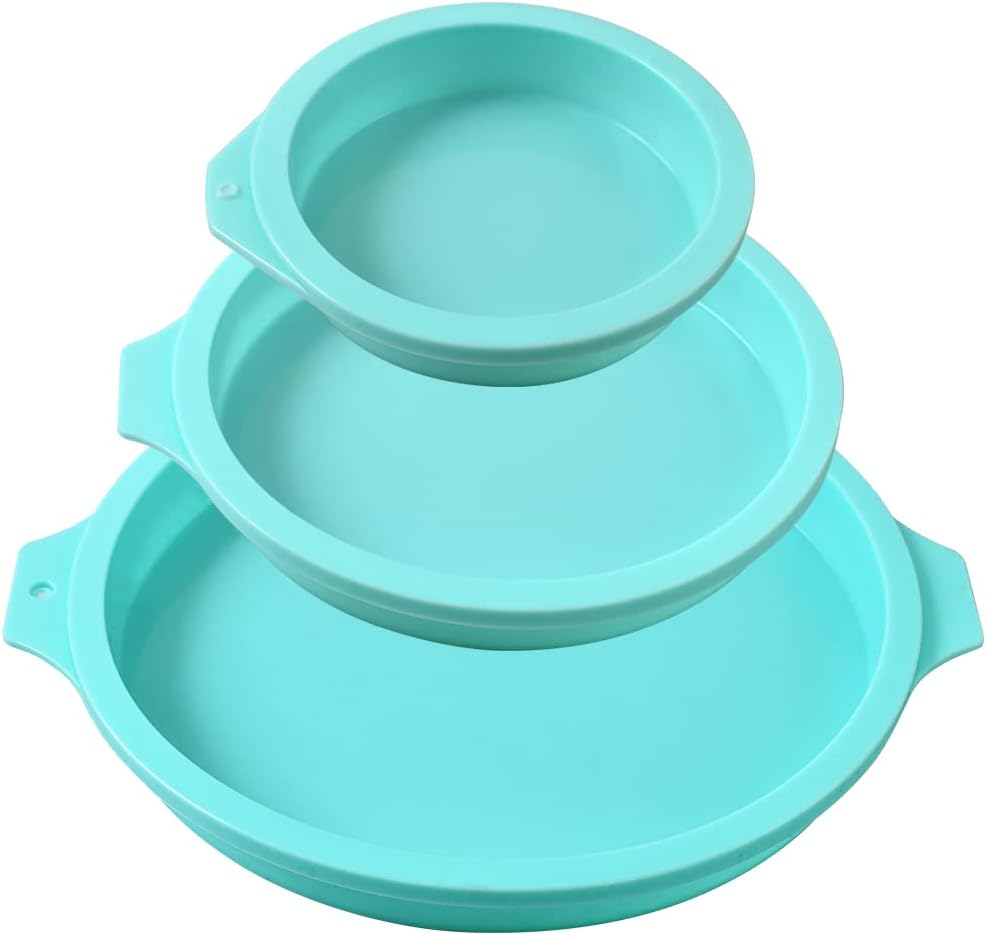 Newk Silicone Round Cake Mold, 3 Packs Silicone Disc Like Mold for Cake, Resin Coasters, Handmade Soap โ 4โ+6โ+8โ