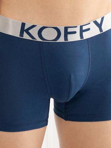 Image of KOFFY Men's Malleable Cotton Lycra Long Trunk with Minus Cutting Pouch and Moisture Wicking Properties
