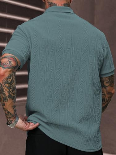 Image of GRECIILOOKS Textured Polo T-Shirt for Men | Premium Jacquard Collared Cotton Blend Polo | Smart Casual & Formal t Shirt for Men | Stylish t Shirt for Mens for Office, Party & Everyday