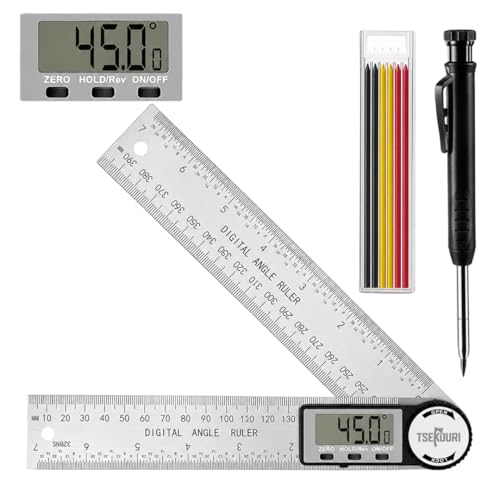 Digital Angle Finder Ruler 7 Inch/200mm Stainless Steel, LCD Angl...