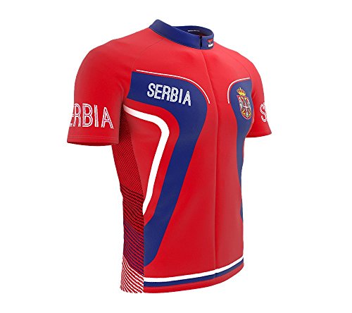 ScudoPro Serbia Full Zipper Bike Short Sleeve Cycling Jersey for Men - Size XL Multicolored