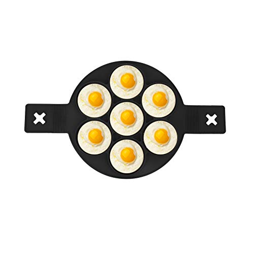 MOUMOUTEN Omelette Ring for Griddle, Silicone Round Egg Rings, Kitchen Non Stick Griddle Egg Rings with Handles, Mini Pancake Mold, Diy Baking Tools 7 Circles