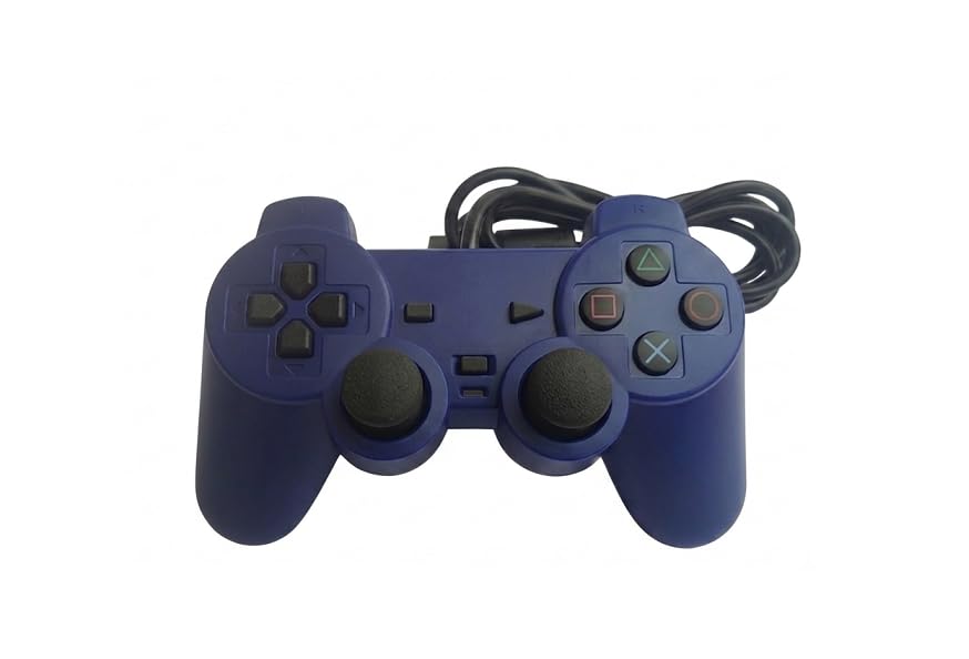 Image of Premium PS2 Compatible Wired Controller - High-Performance Gamepad for PlayStation 2 (All Models) Ergonomic Gamepad with Dual Vibration Feedback, Precision 360 Analog Sticks, Ergonomic Pro Grip - (SOLID BLUE)