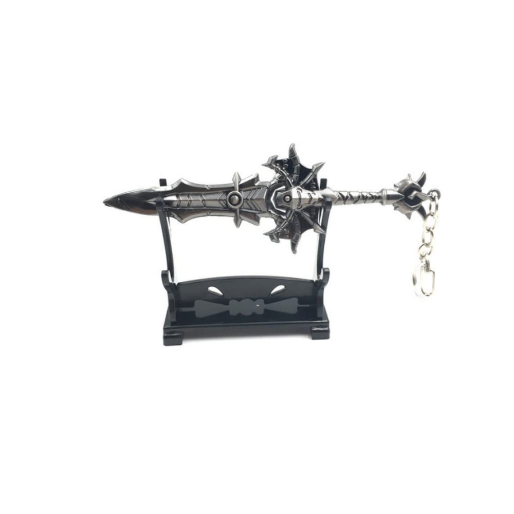 Hanaiette Men's Style 2 1Pc Weapon Model Keychain Alloy For World Of Warcraft With Weapon Bracket (Style 2)