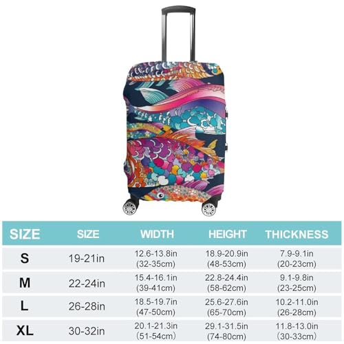 Travel Luggage Cover Elastic Suitcase Protector Anti-Scratch Washable Colorful Fish Luggage Sleeve Tsa Approved Carry on Covers Baggage Cover Fits 18-32 Inch Luggages2