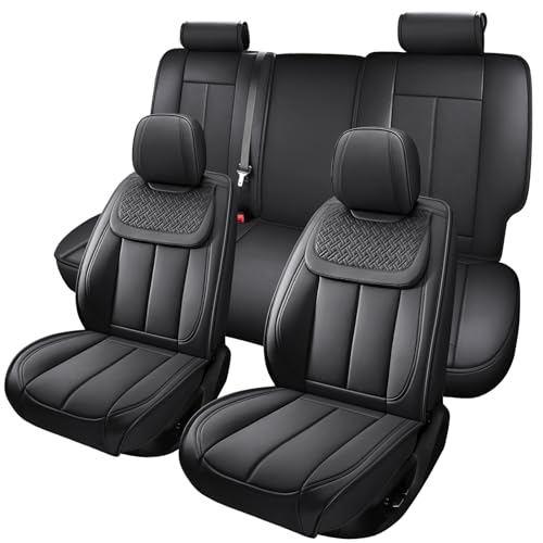 ifwohao Seat Covers for Truck Chevy Chevrolet Silverado GMC Sierra Pickup 2007-2026 1500 2500HD 3500HD Trail Boss Z71 Crew Double Extended Cab Waterproof Leather Protectors Black Full Set
